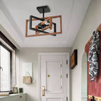 Original brown wood and bamboo pendant light with bold curves