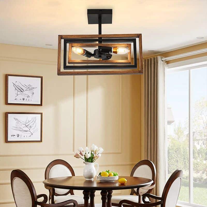 Original brown wood and bamboo pendant light with bold curves
