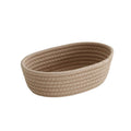 Low oval brown cotton rope basket
