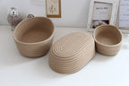 Low oval brown cotton rope basket
