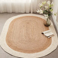 Oval jute rug with a thick cream border