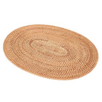 Oval hand woven honey toned natural rattan placemat