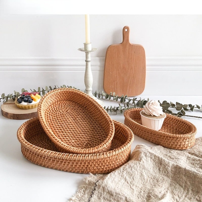 Oval Rattan Tray in Three Sizes