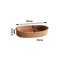 Oval handwoven natural rattan tray with side handles