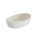 Low oval white cotton rope basket