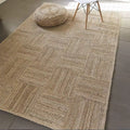 Jute rug with an alternating parquet pattern