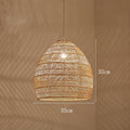 Beehive shaped woven rattan pendant light