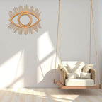 Open rattan eye shaped wall frame with rays