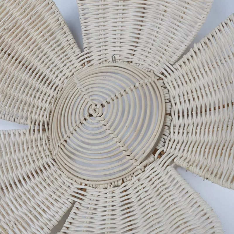 Woven rattan flower shaped wall decor