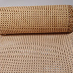 Square sheet of brown plastic cane webbing with a woven rattan look