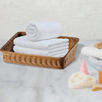 Rectangular rattan look plastic storage basket