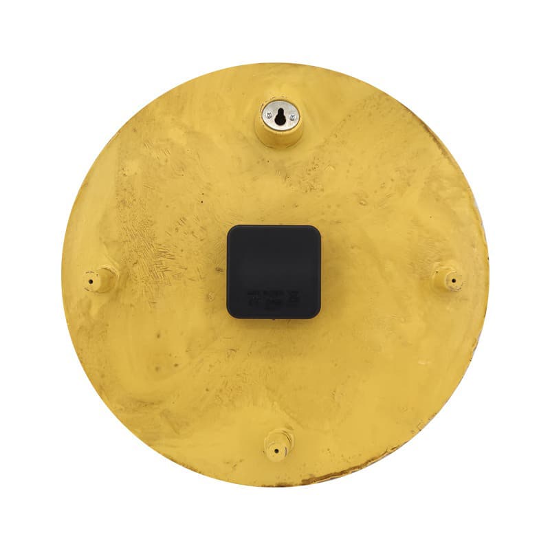 Round woven look resin wall clock with large black numbers