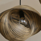 Brown shell shaped chandelier in rattan look metal