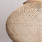 Onion dome shaped woven rattan pendant light