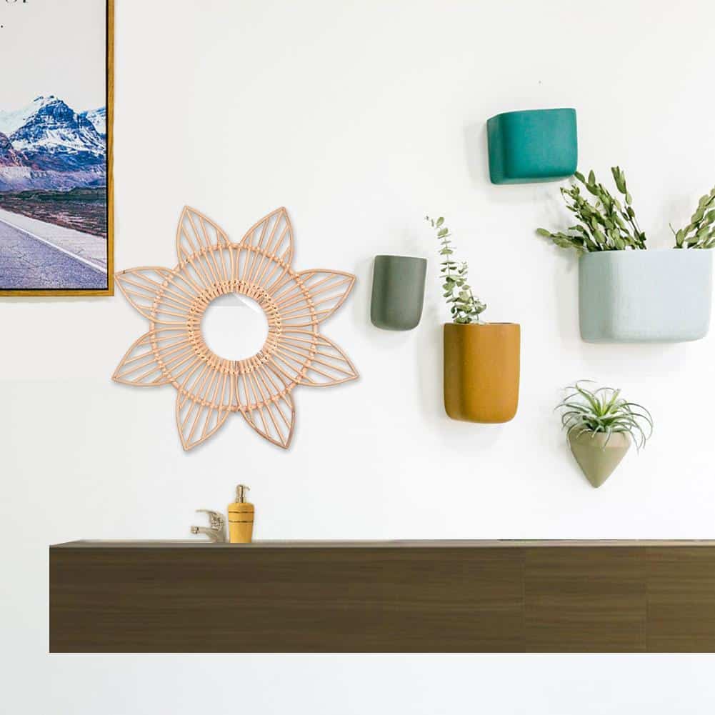 Open rattan star flower wall frame
