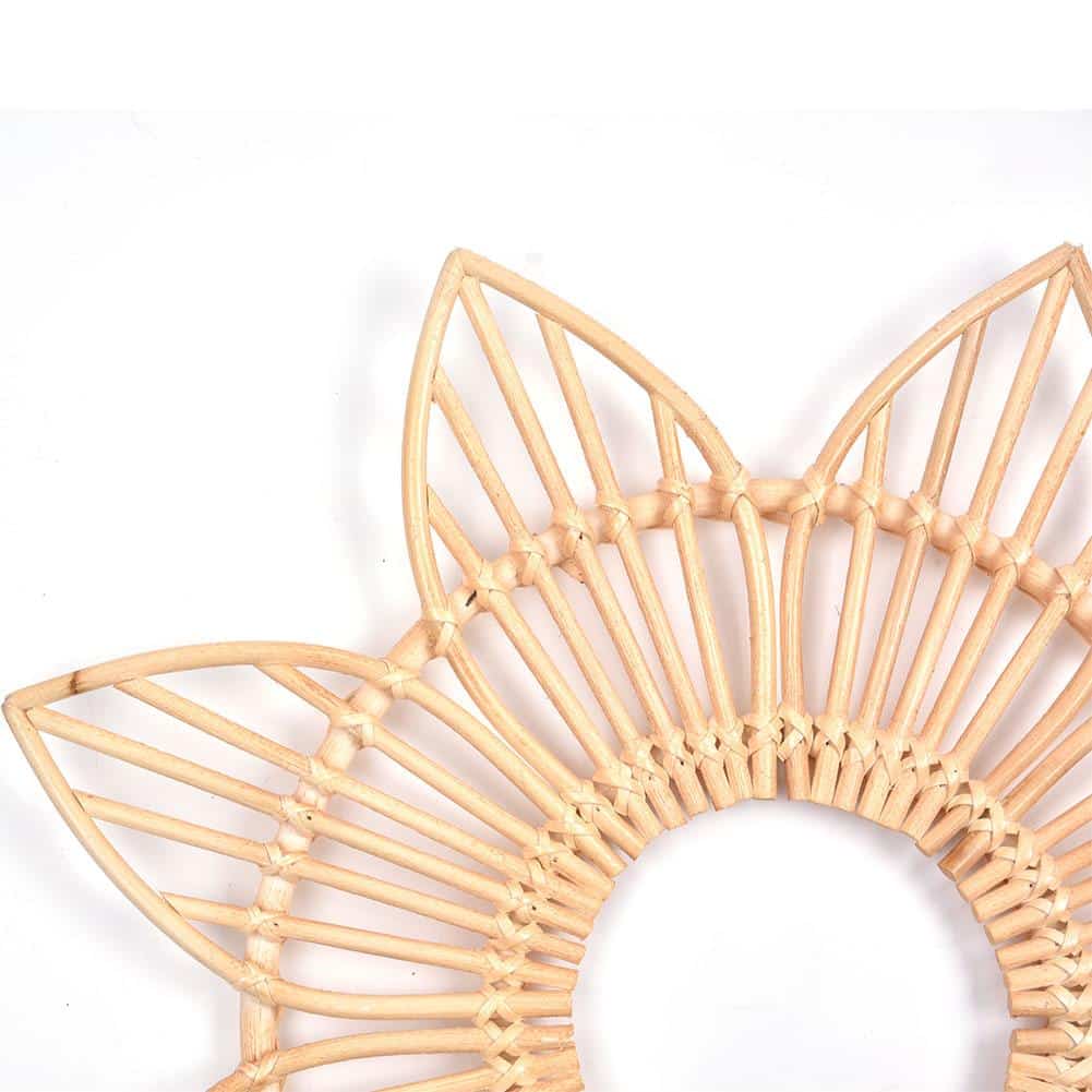 Open rattan star flower wall frame