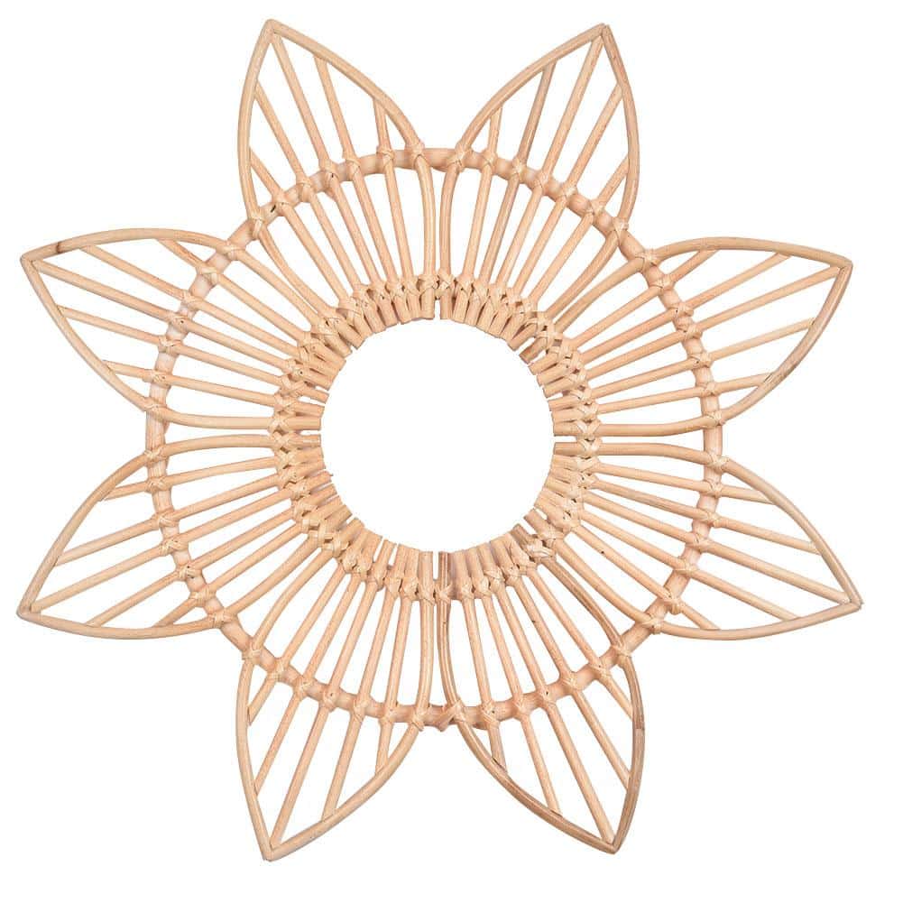 Open rattan star flower wall frame