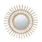 Rattan sun mirror with star shaped rays
