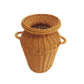 Handwoven rattan urn vase with two side handles