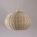 Round woven rattan and wicker pumpkin ball pendant