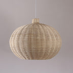 Round woven rattan and wicker pumpkin ball pendant