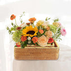 Nesting handwoven honey rattan rectangular baskets