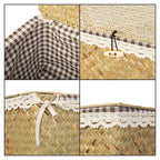 Rectangular hand woven rattan storage box with a fitted lid
