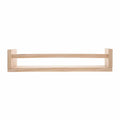Rectangular light wood floating shelf with hidden wall fixings