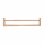 Rectangular light wood floating shelf with hidden wall fixings