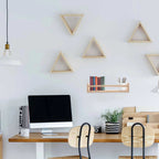 Rectangular light wood floating shelf with hidden wall fixings