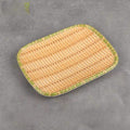 Rectangular hand woven bamboo tray plate with a raised rim