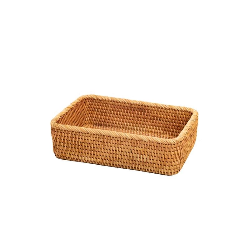 Rectangular hand woven rattan box with a fitted lid