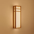 Rectangular wall sconce hand woven in natural rattan