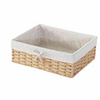Rectangular woven storage basket with fabric liner