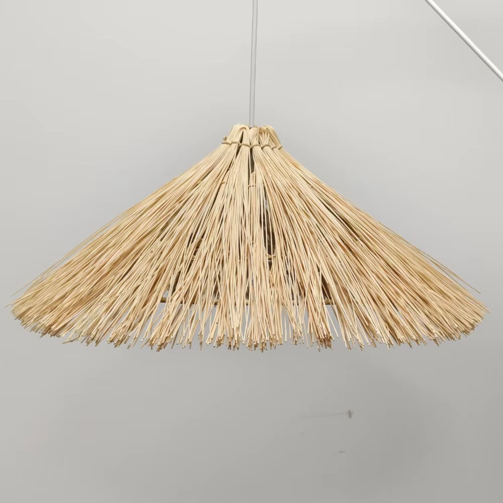 Retro farmhouse rattan pendant light in natural beige