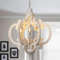 Retro chandelier with a light wood frame and iron hardware for E14 bulbs