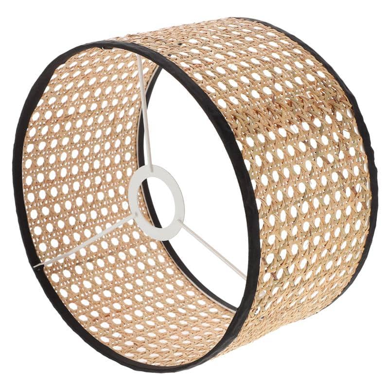 Retro 70s style lamp shade hand woven in natural rattan