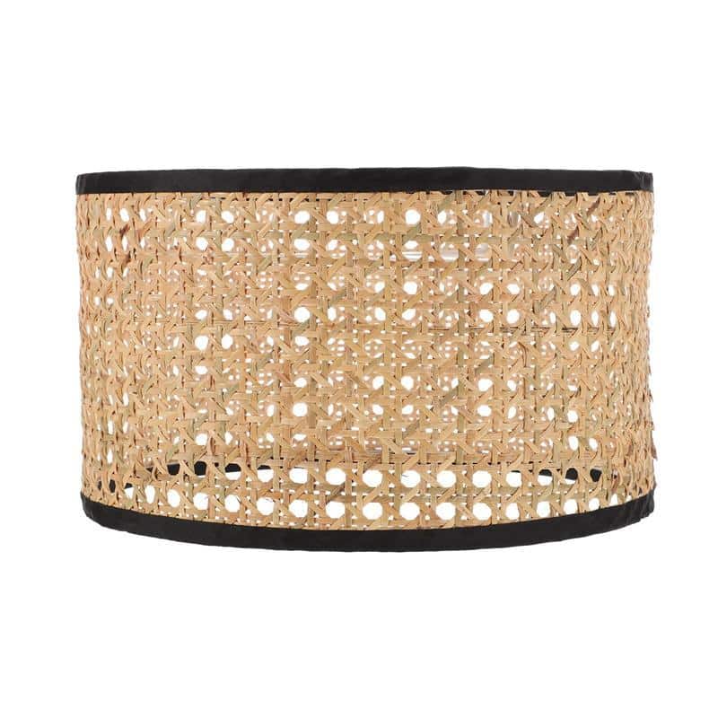 Retro 70s style lamp shade hand woven in natural rattan