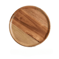 Round acacia wood plate with a contrasting natural grain