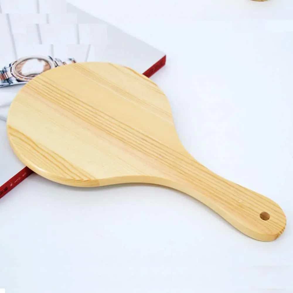 Round bamboo hand mirror