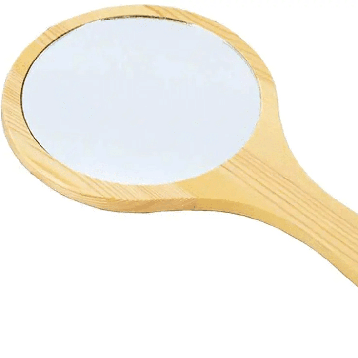 Round bamboo hand mirror
