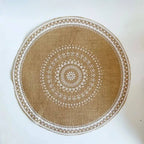 Round tightly woven linen placemat with a straw look texture in white or black