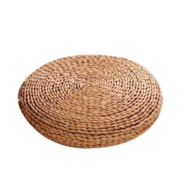Round tightly hand woven cushion in deep brown rattan
