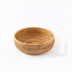 Round handwoven honey rattan bowl