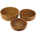 Nesting handwoven honey rattan round bowls