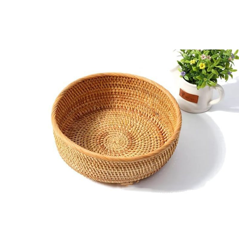 Nesting handwoven honey rattan round bowls