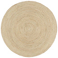 Round spiral rug braided in jute and white cotton