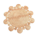 Round jute rug edged with braided bubbles
