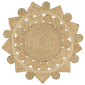 Round jute rug shaped like a sun with pointed rays