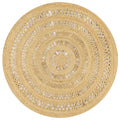 Round jute rug with concentric openwork rings